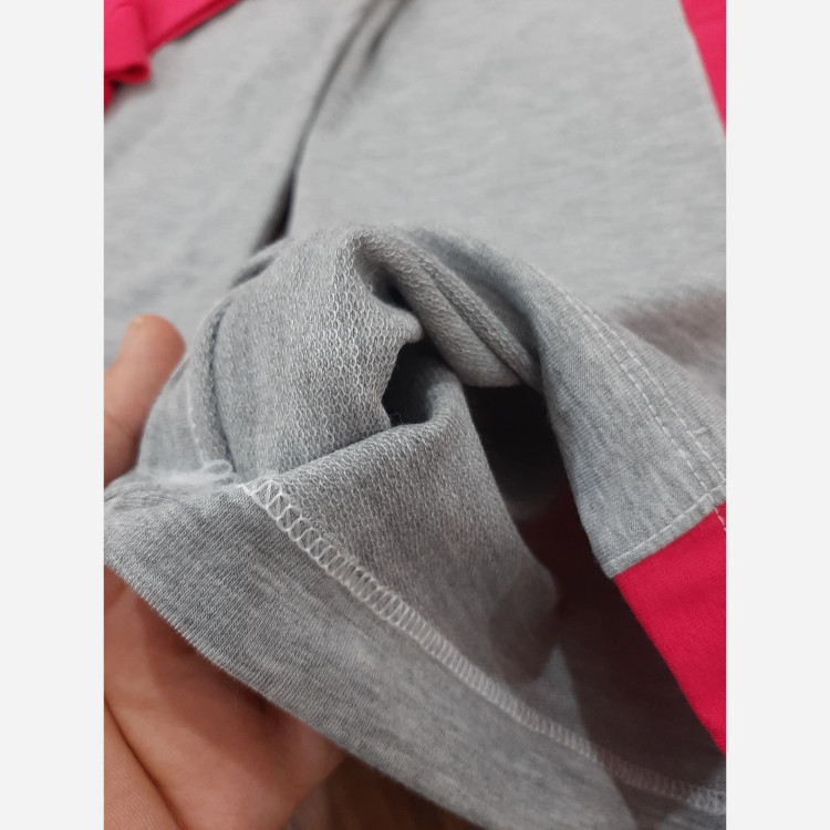 ست کراپ و شلوار بگ طرح لبوبو پنبه ملانژ پشت دورس سایز 1 و 2