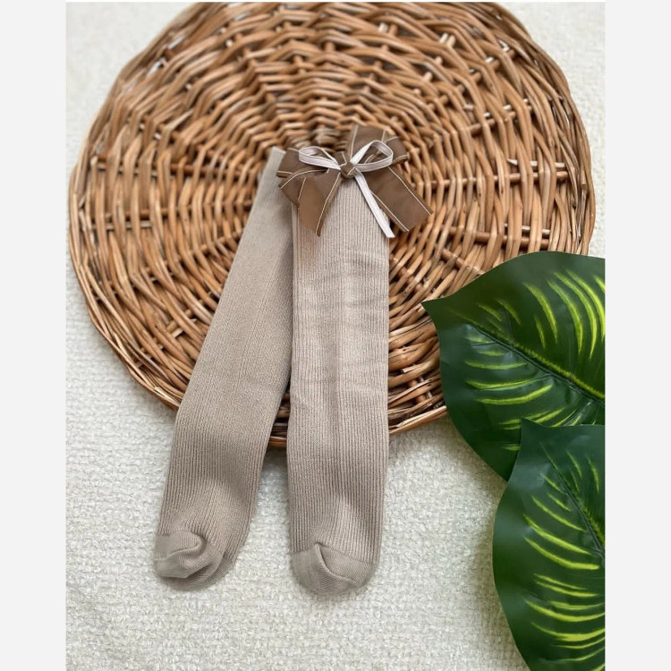 جوراب ساق بلند مجلسی پاپیونی دخترانه مناسب 3 تا 7 سال